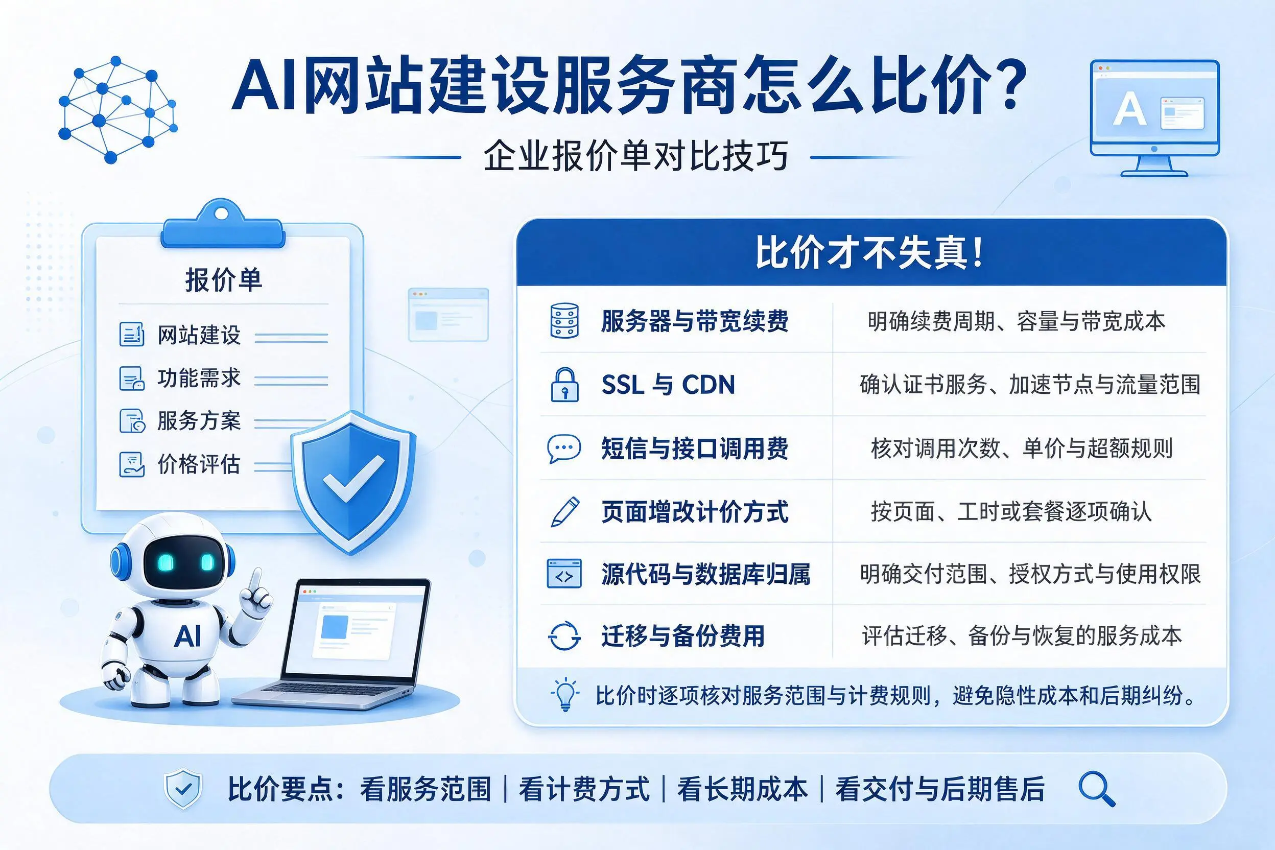 AI网站建设服务商怎么比价？辽阳企业报价单对比技巧