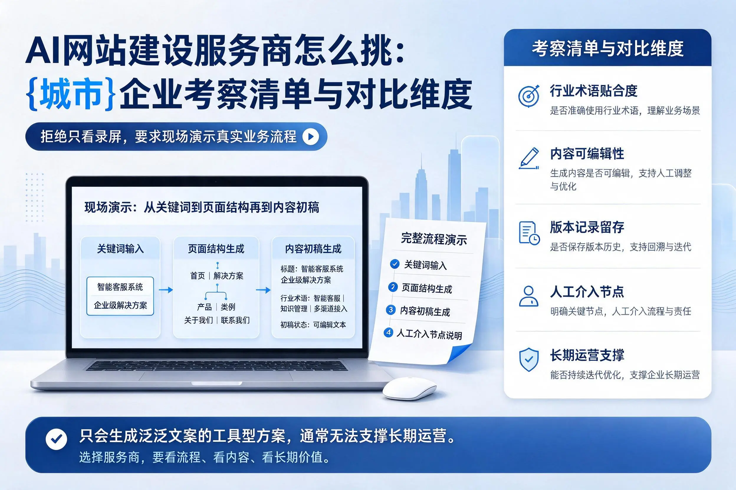 AI网站建设服务商怎么挑:辽阳企业考察清单与对比维度